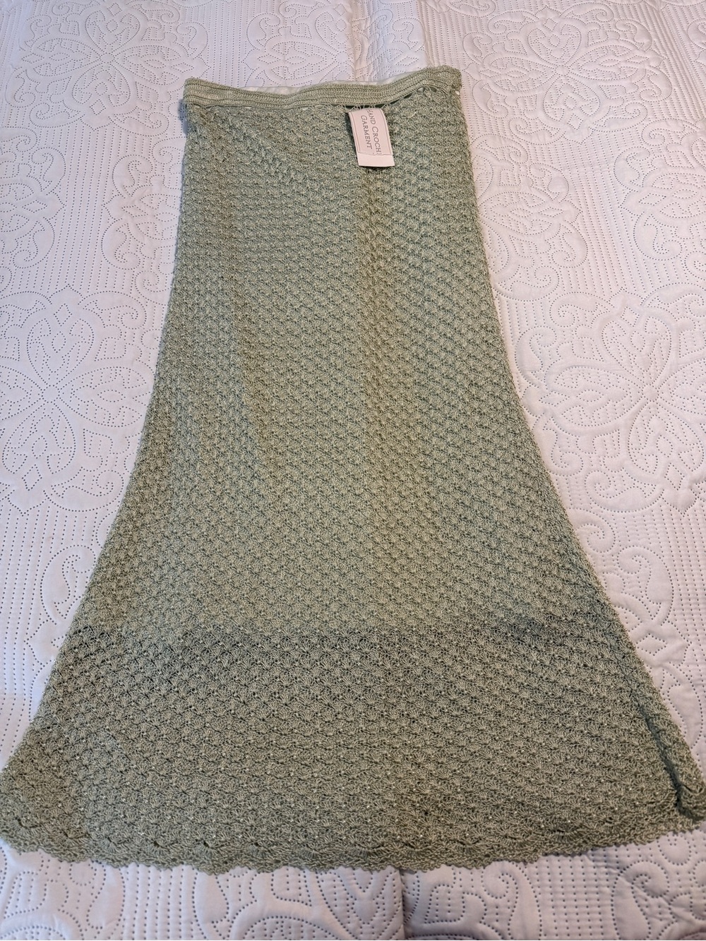 Jacques Vert Women’s Crochet Skirt Size Small Mini Pearl Sage Green